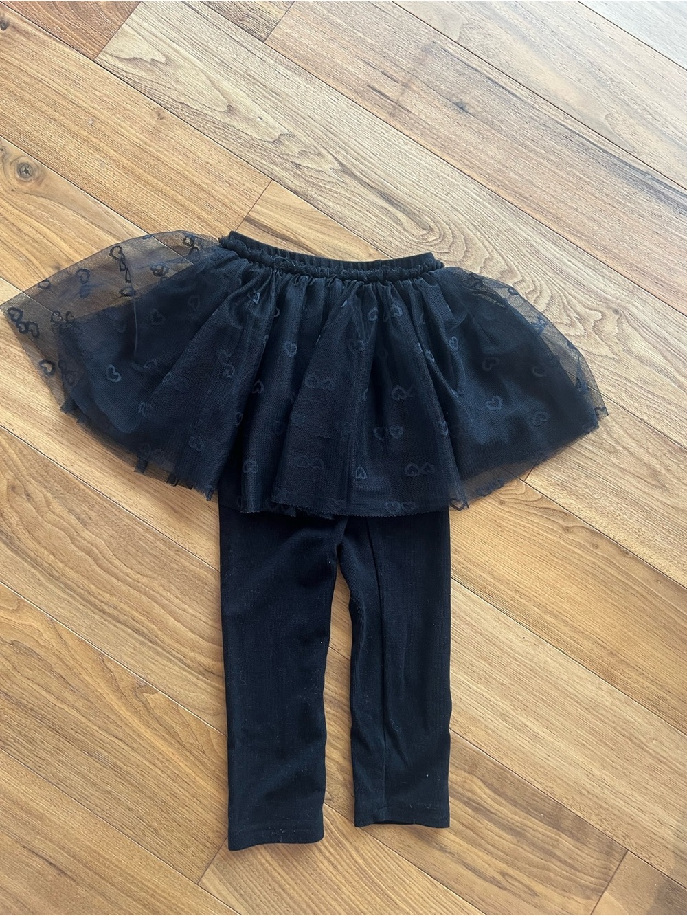 Deux par Deux Black Leggings With Integrated Tulle Skirt Size 5